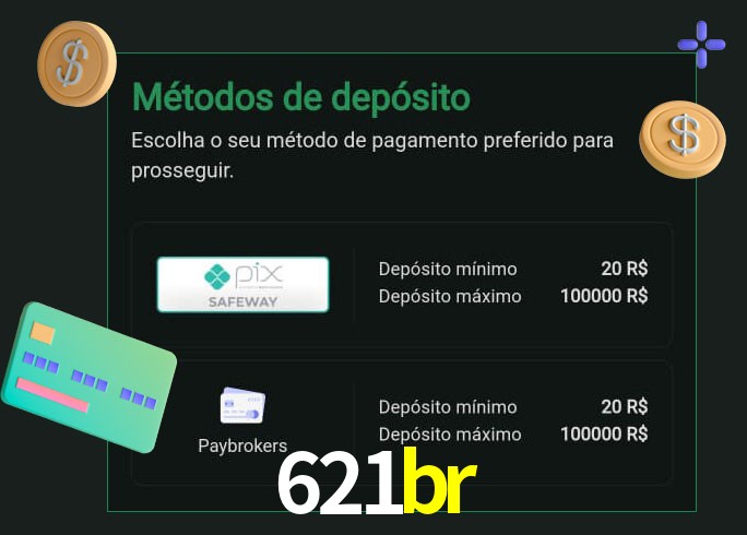 O cassino 621br oferece uma grande variedade de métodos de pagamento